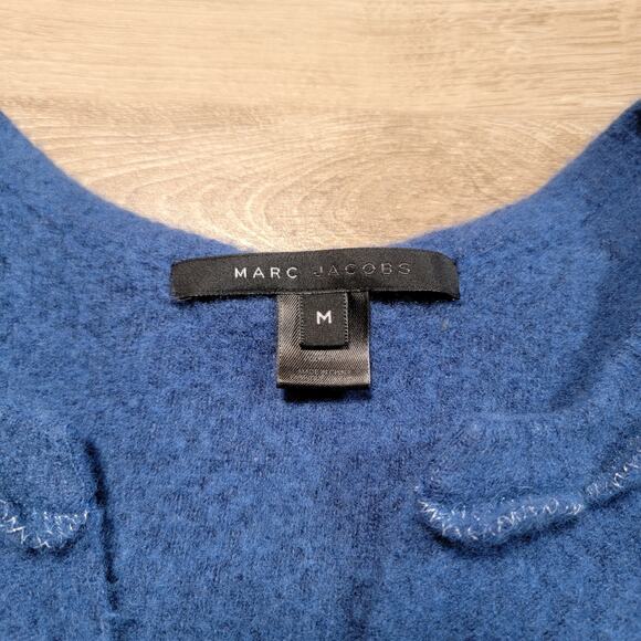 Marc Jacobs Wool Chunky Knit Cardigan Sweater Ruffle Glitter Coquette Medium Top - Picture 6 of 10